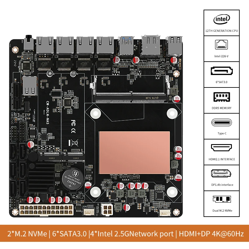 Nas Motherboard N100 6 Sata - Scheda Madre NAS N100/N150 a 6